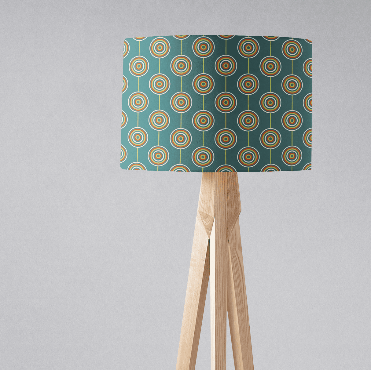 Shadowbright Teal Retro Circles Design Lampshade, Ceiling or Table