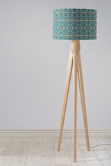 Shadowbright Teal and White Geometric Semi-Circle Design Lampshade