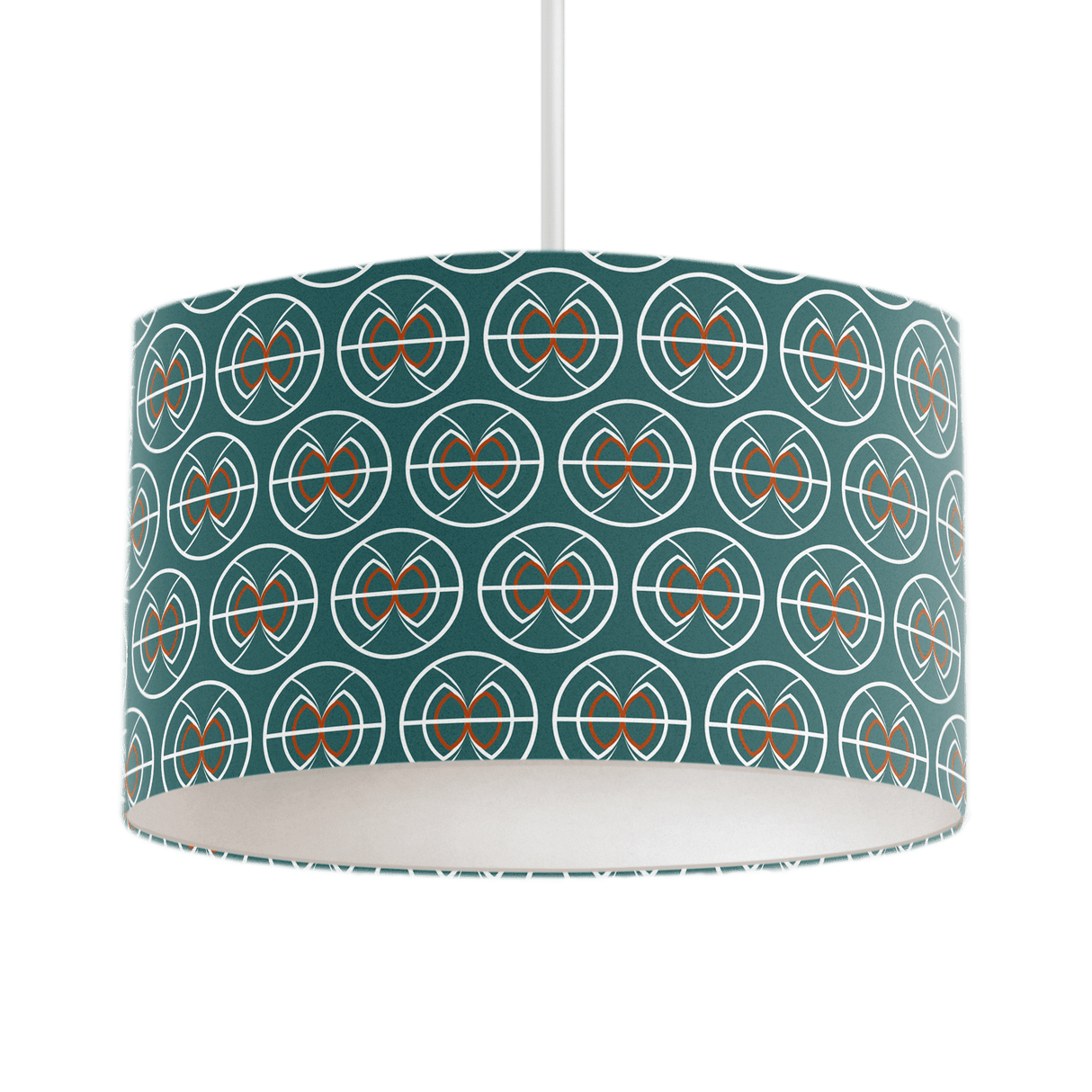 Shadowbright Teal and White Geometric Semi-Circle Design Lampshade