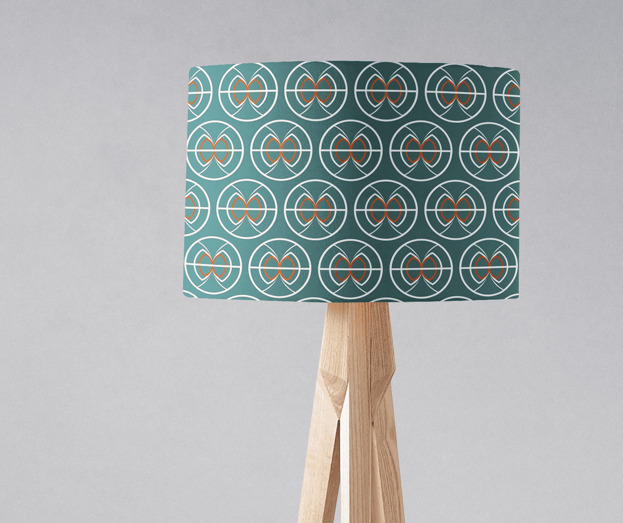 Shadowbright Teal and White Geometric Semi-Circle Design Lampshade
