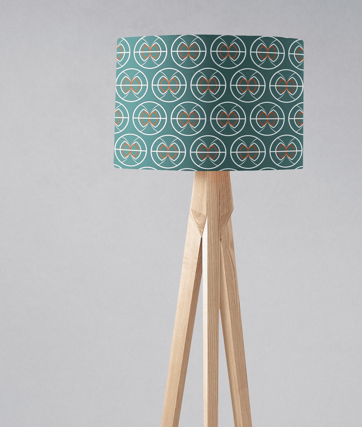Shadowbright Teal and White Geometric Semi-Circle Design Lampshade