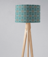 Shadowbright Teal and White Geometric Semi-Circle Design Lampshade