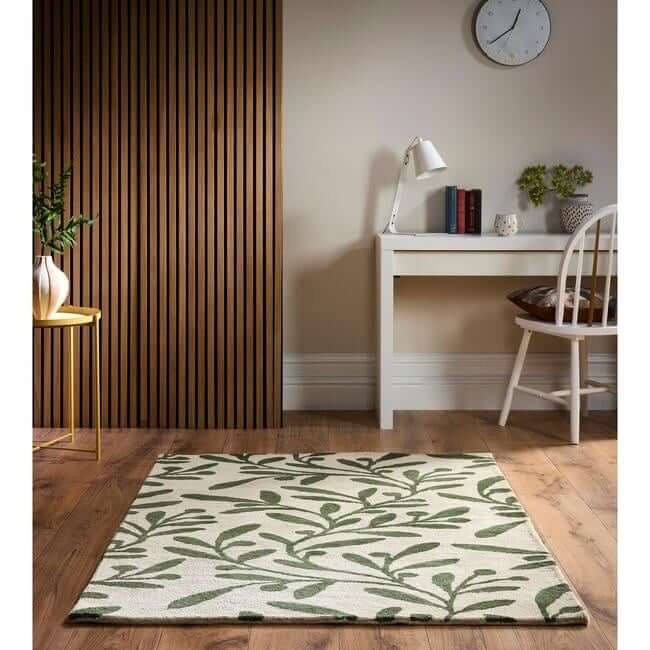 Cream Wool Rug Floral Design | The Rugs