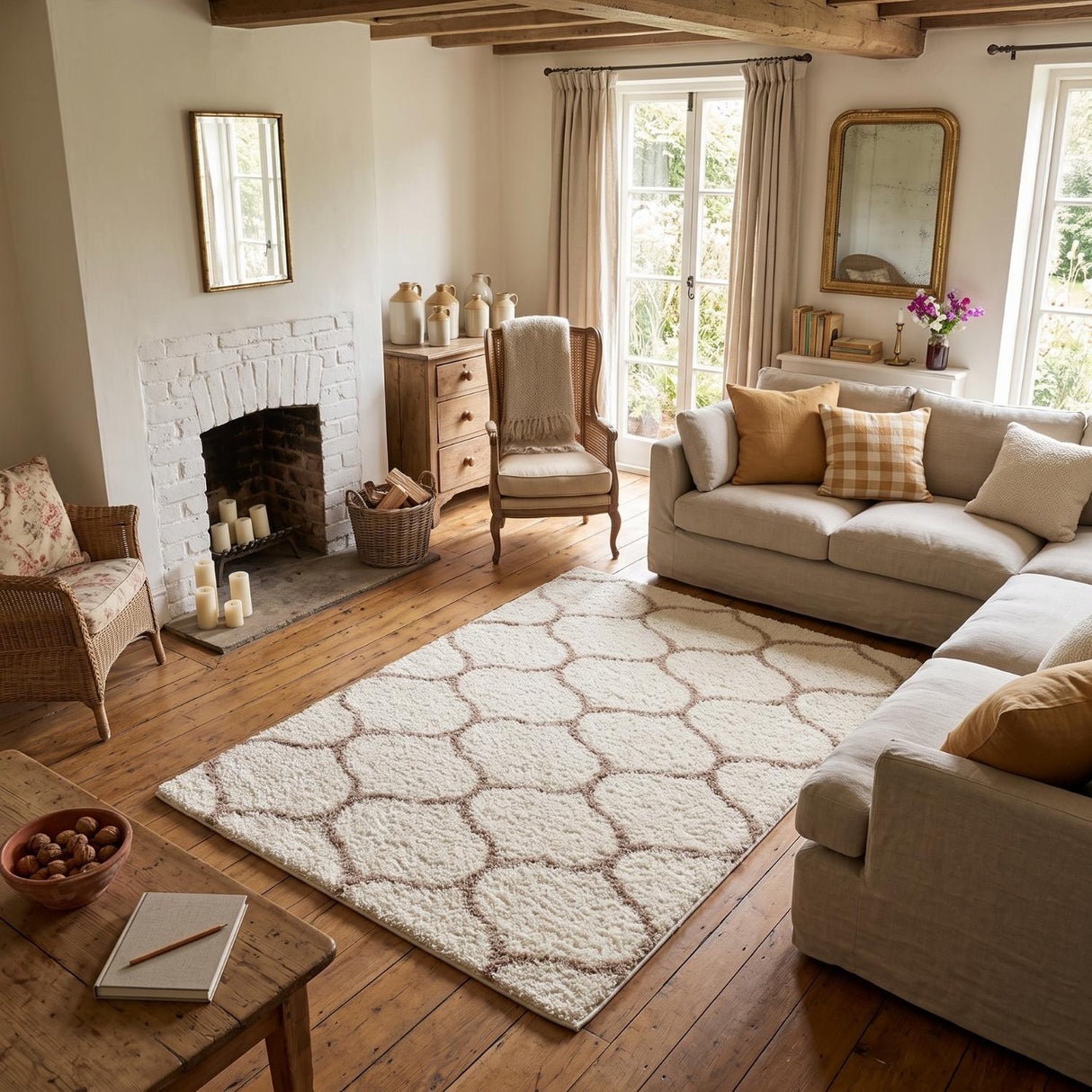 Moroccan Ivory Shaggy Rug 630 by The Rugs