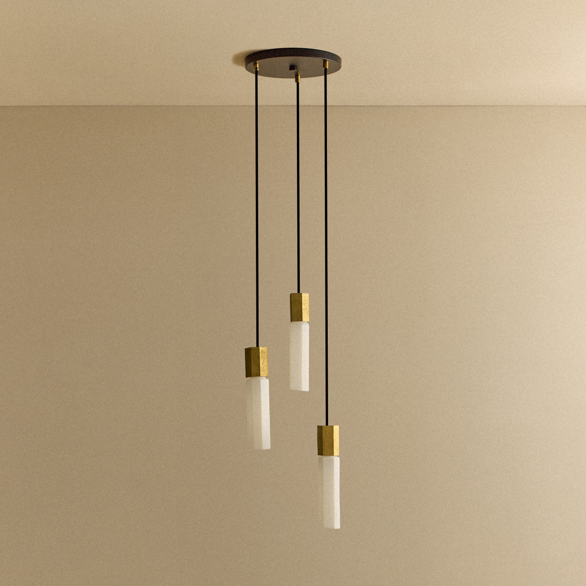 Tala Basalt Triple Pendant Light in Brass