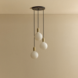 Tala Triple Pendant Light in Brass with Sphere IV Bulbs