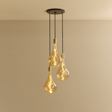Tala Triple Pendant in Brass with Voronoi III