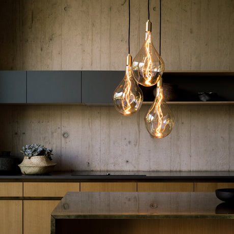 Tala Triple Pendant in Brass with Voronoi III
