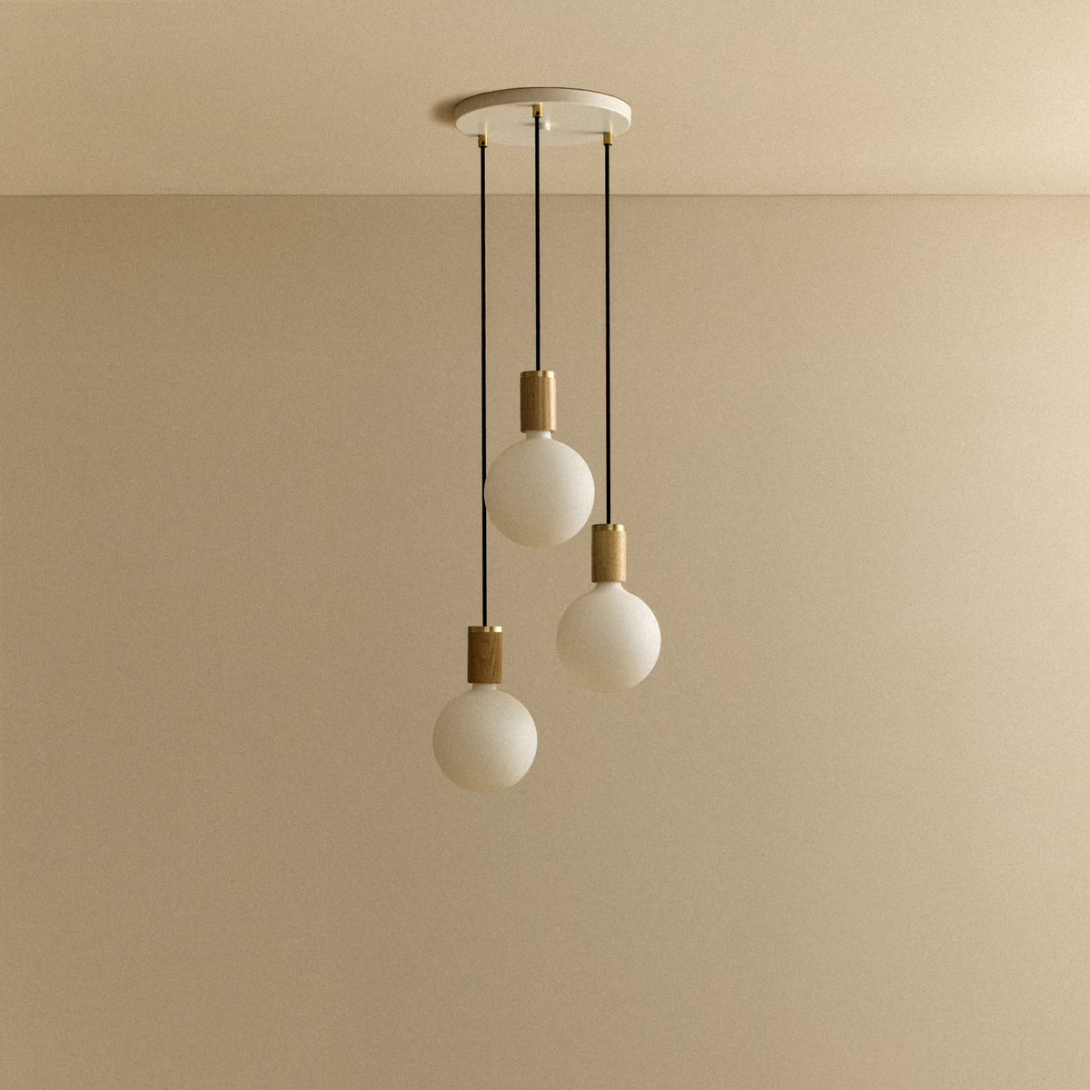 Tala Triple Pendant in Oak with Sphere IV