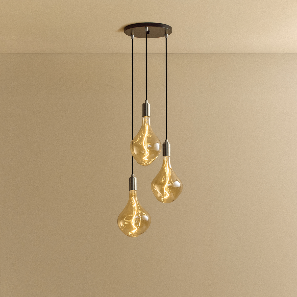 Tala Triple Pendant in Stainless Steel with Voronoi II