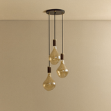 Tala Triple Pendant in Walnut with Voronoi II