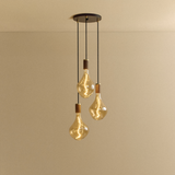 Tala Triple Pendant in Walnut with Voronoi II