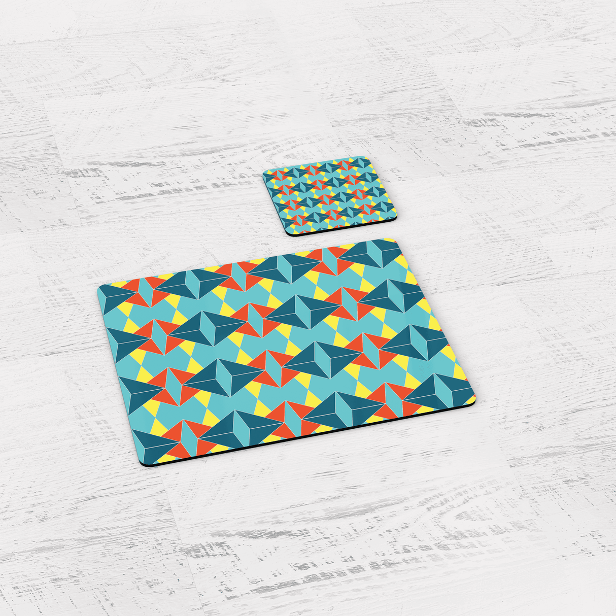 Shadowbright Turquoise and Orange Retro Geometric Placemats, Set of 4 and 6