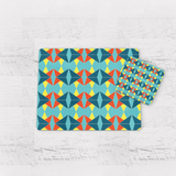 Shadowbright Turquoise and Orange Retro Geometric Placemats, Set of 4 and 6