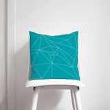 Shadowbright Turquoise Cushion with White Geometric Design, Throw Pillow