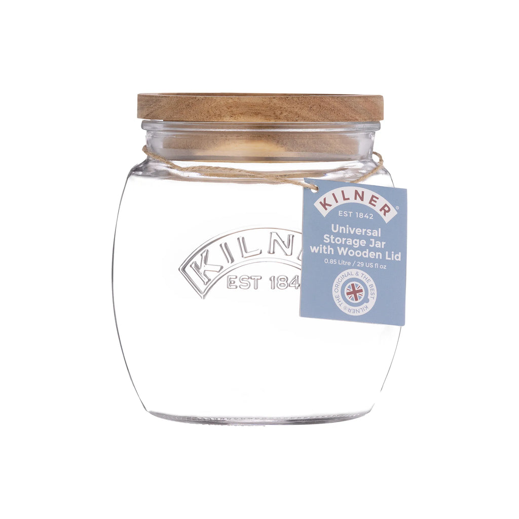 Kilner Universal Storage Jars With Acacia Wooden Lid, 850ml