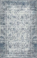 Eco Washable Blue Rug Bordered Design – Easy Care | The Rugs