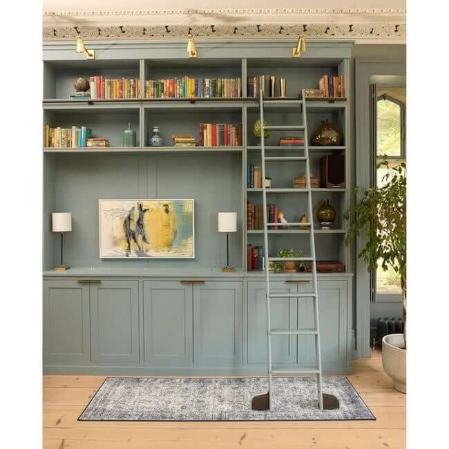 Eco Washable Blue Rug Bordered Design – Easy Care | The Rugs