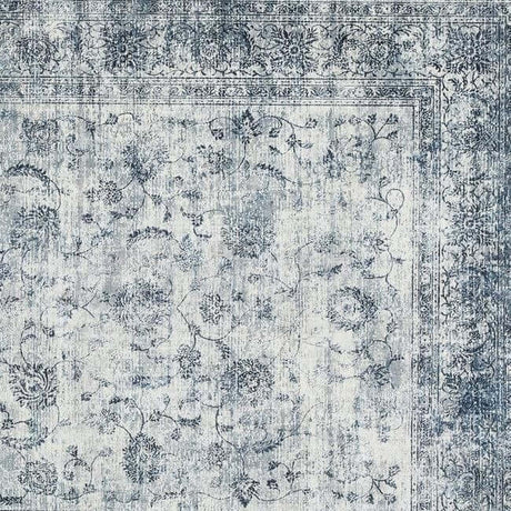 Eco Washable Blue Rug Bordered Design – Easy Care | The Rugs