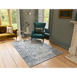 Eco Washable Blue Rug Bordered Design – Easy Care | The Rugs