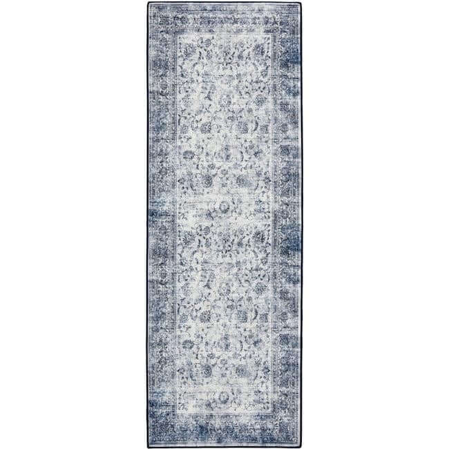 Eco Washable Blue Rug Bordered Design – Easy Care | The Rugs