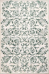 Eco‑Washable Beige & Green Floral Rug | The Rugs