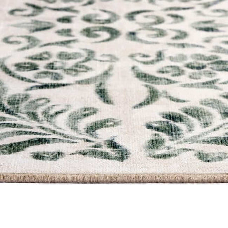 Eco‑Washable Beige & Green Floral Rug | The Rugs