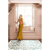 Eco‑Washable Beige & Green Floral Rug | The Rugs