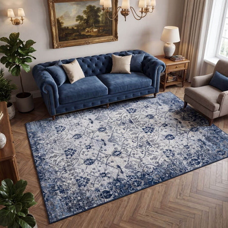 Montana Vintage Navy Indoor Floor Rug 4030 | The Rugs