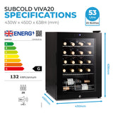 Subcold Viva20 LED Wine Cooler | 20 Bottle
