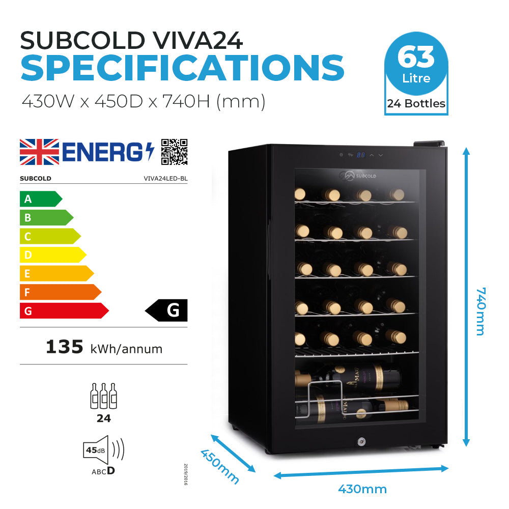 Subcold Viva24 LED Wine Cooler - 24 Bottle