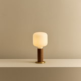Tala Knuckle Table Lamp in Walnut with Oblo Bulb