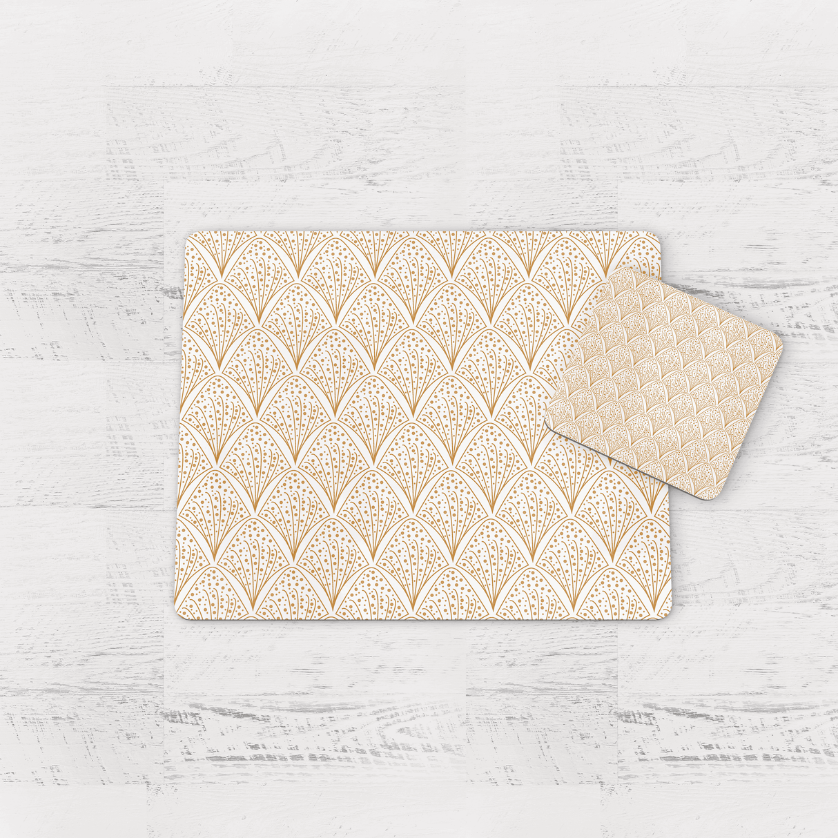 Shadowbright White & Gold Retro Geometric Placemats, Set of 4/6