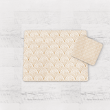 Shadowbright White & Gold Retro Geometric Placemats, Set of 4/6