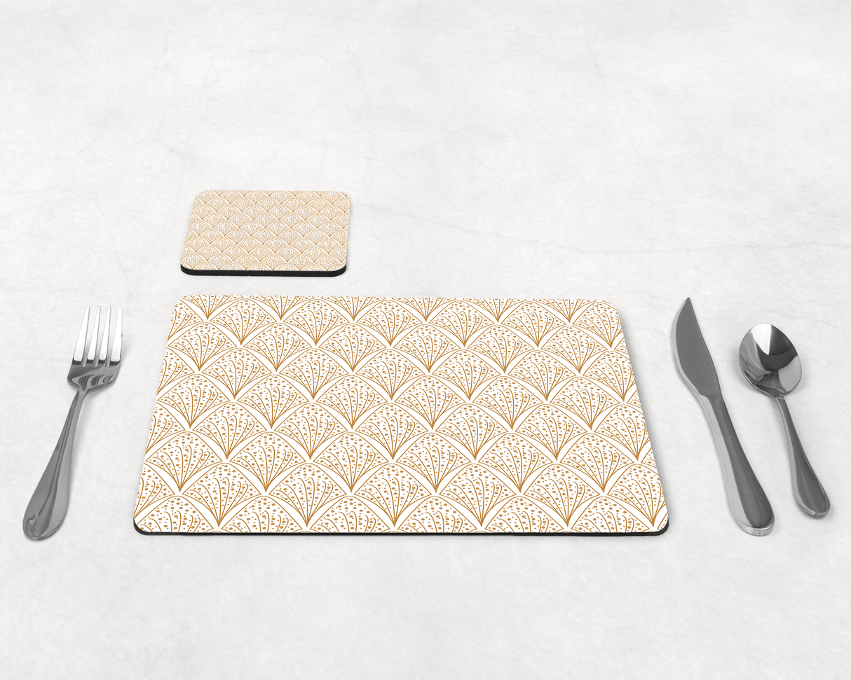 Shadowbright White & Gold Retro Geometric Placemats, Set of 4/6