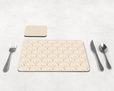 Shadowbright White & Gold Retro Geometric Placemats, Set of 4/6