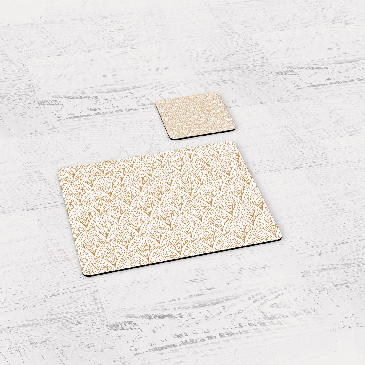 Shadowbright White & Gold Retro Geometric Placemats, Set of 4/6