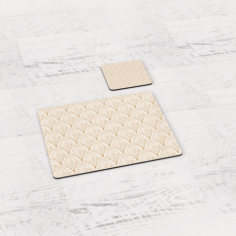 Shadowbright White & Gold Retro Geometric Placemats, Set of 4/6