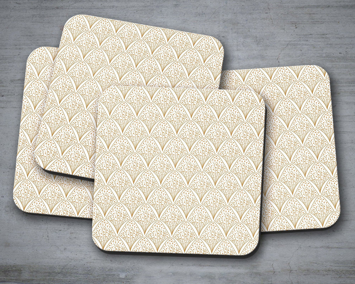 Shadowbright White & Gold Retro Geometric Placemats, Set of 4/6