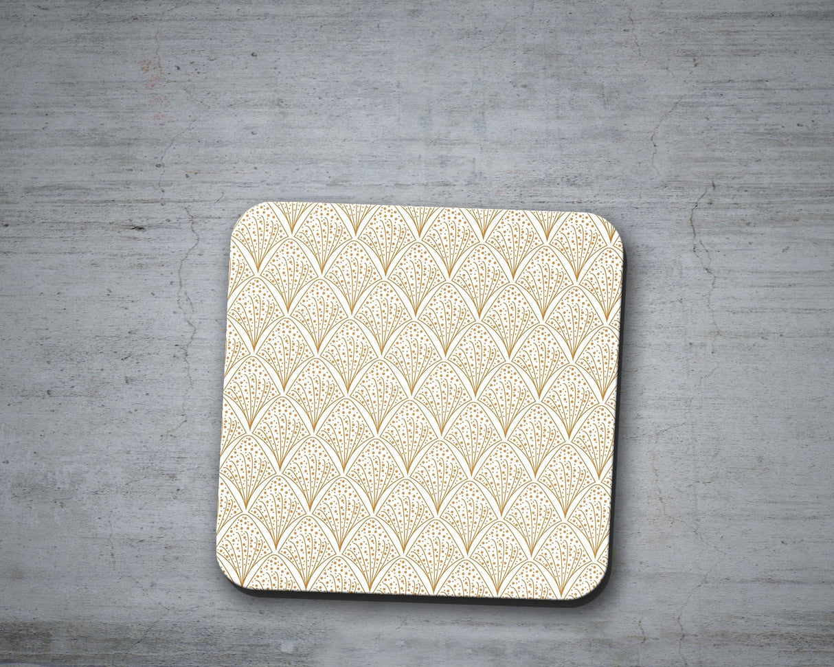 Shadowbright White & Gold Retro Geometric Placemats, Set of 4/6