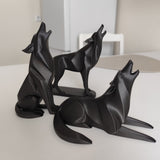 Filamora Studios Minimalist Lying Wolf Sculpture