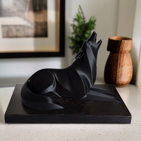 Filamora Studios Minimalist Lying Wolf Sculpture