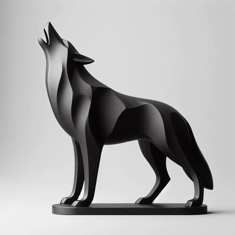 Filamora Studios Minimalist Howling Wolf Sculpture