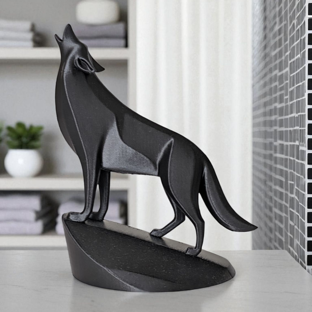 Filamora Studios Minimalist Wolf Sculpture