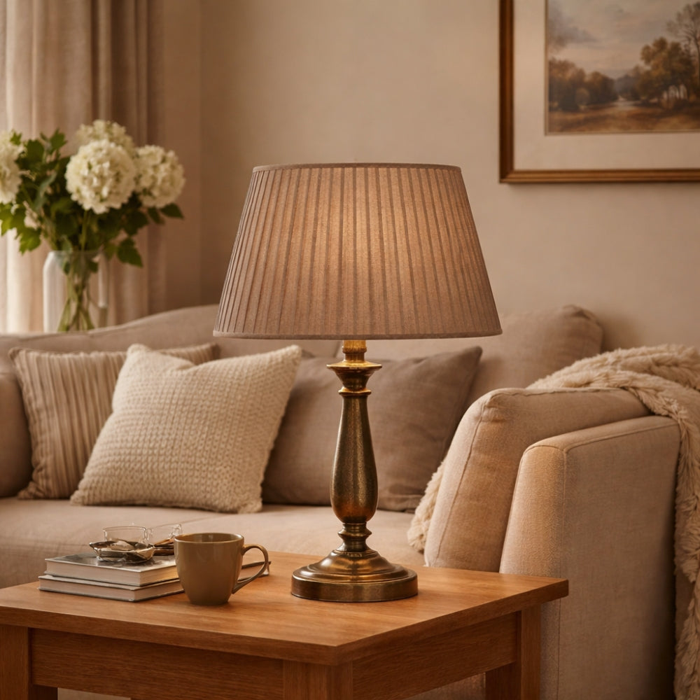 Pagazzi Harriet Mink Pleated Drum Lamp Shade - 40cm