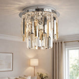 Pagazzi Onega 3 Light Polished Chrome Glass Flush Ceiling Light