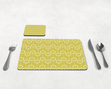 Shadowbright Yellow Retro Geometric Circles Placemats, Set of 4/6