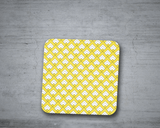 Shadowbright Yellow and White Geometric Tiles Design Coasters - 9cm x 9cm