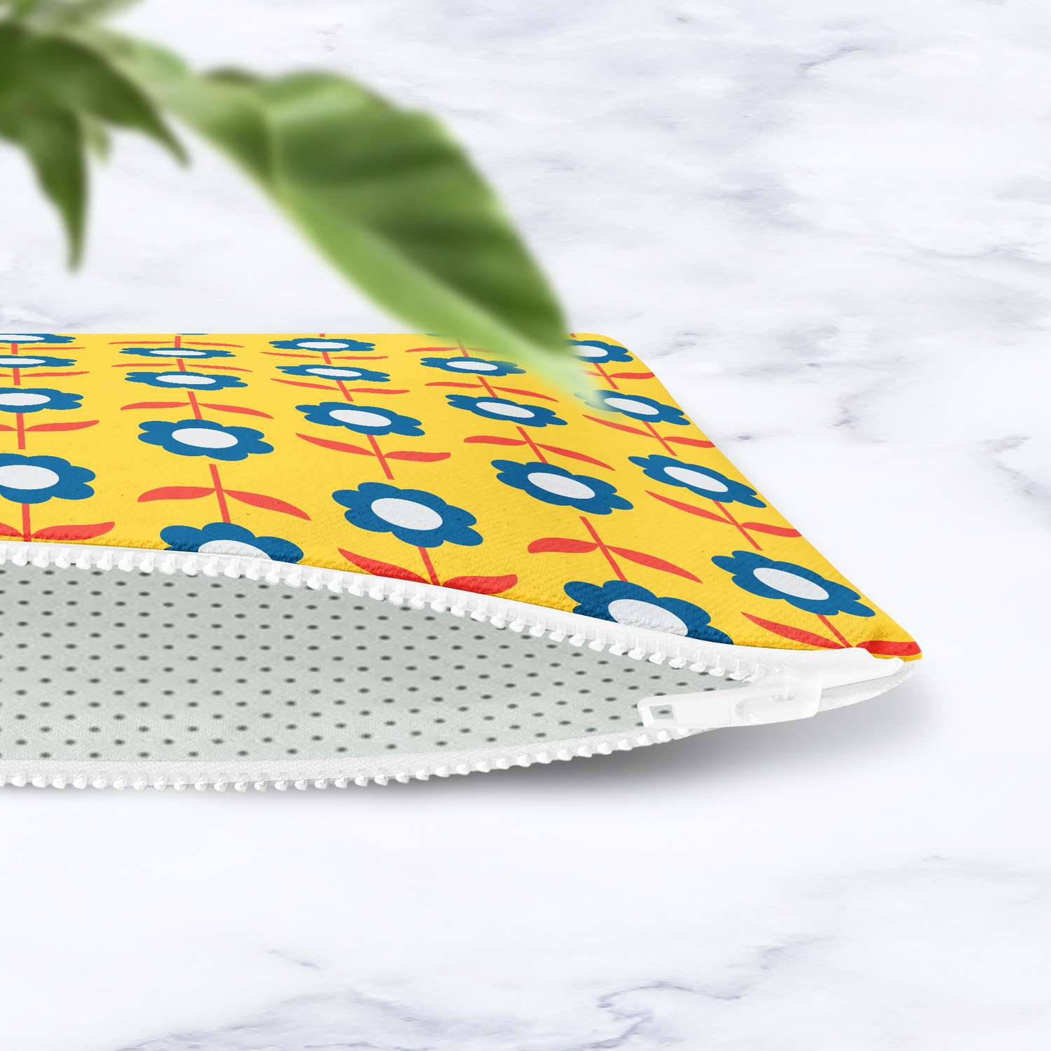 Shadowbright Bright Yellow Retro Flowers Make Up Bag