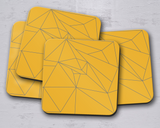 Shadowbright Yellow and Grey Lines Contemporary Coasters, 9cm x 9cm